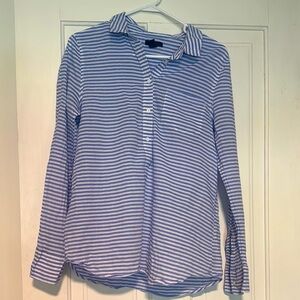 Blue and White Striped Button-Up Shirt- Gap Medium